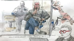 Croquis d'audience réalisé le 17 septembre 2024 montrant  Dominique Pelicot lors de son procès devant la cour criminelle de Vaucluse à Avignon