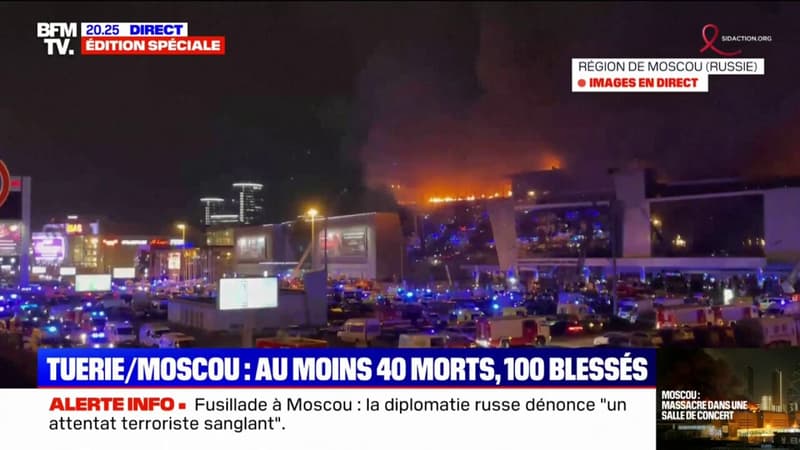 Fusillade à Moscou: le toit de la salle de concert s'effondre sous l'effet d'un incendie