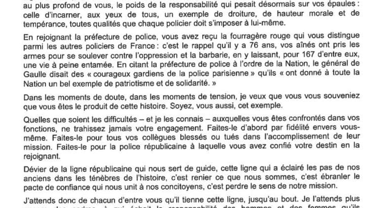 Le courrier envoyé par Didier Lallement 