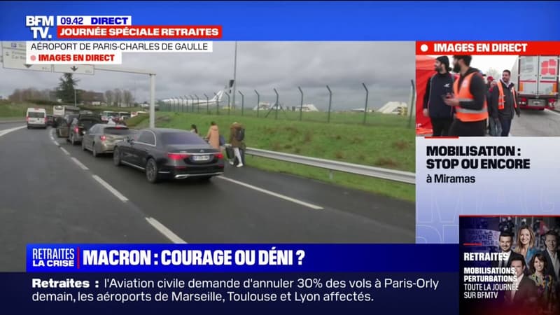 Retraites: des bouchons à l'aéroport de Roissy en raison d'un blocage
