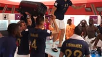 La joie des Bleus dans le vestiaire après France-Maroc, le 14 décembre 2022