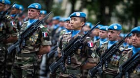 Casques bleus français lors du défilé du 14-Juillet, à Paris, en 2012.