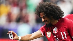 Akram Afif lors de la finale de la Coupe d'Asie Jordanie-Qatar, le 10 février 2024.