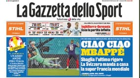 La Une de la Gazzetta dello Sport du mardi 29 juin