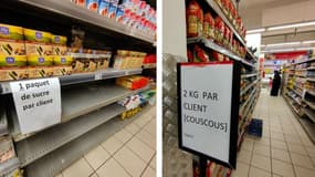 Les supermarchés tunisiens en proie aux pénuries alimentaires ou aux restrictions à l'achat.