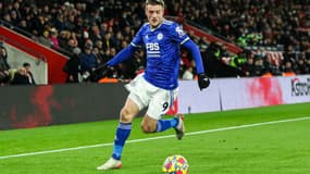 Jamie Vardy avec le maillot de Leicester