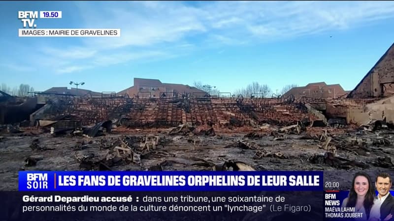 Incendie à Gravelines: les images de la salle du club de basket totalement détruite