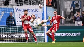 Amine Gouiri buteur lors d'OM-Brest, le 27 avril 2025.