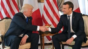 Donald Trump et Emmanuel Macron lors de leur première rencontre. 