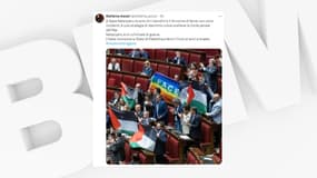 Des députés italiens ont brandi des drapeaux palestiniens en séance le 28 mai 2024