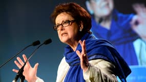 Christine Boutin le 17 mai 2014 lors d'un meeting à Paris, avant les élections européennes.
