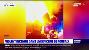 Un violent incendie dans une épicerie de Roubaix