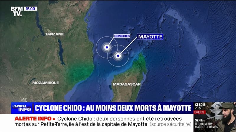 Cyclone Chido: deux morts à Petite-Terre, la petite île à l'est de la capitale Mamoudzou, selon un premier bilan