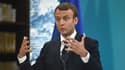 Le président français Emmanuel Macron donne une conférence de presse à l'issue du sommet du G7, le 27 mai 2017 à Toarmina en Sicile. 