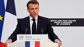 Emmanuel Macron à Paris le 27 mars 2025