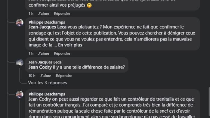 Capture d'écran Facebook de la conversation où intervient le sous-préfet Philippe Deschamps Capture d'écran Facebook de la conversation où intervient le sous-préfet Philippe Deschamps