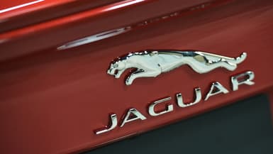 Un logo de la marque automobile Jaguar sur un véhicule, lors du salon de l'automobile de Washington DC, le 27 janvier 2016 (photo d'illustration).