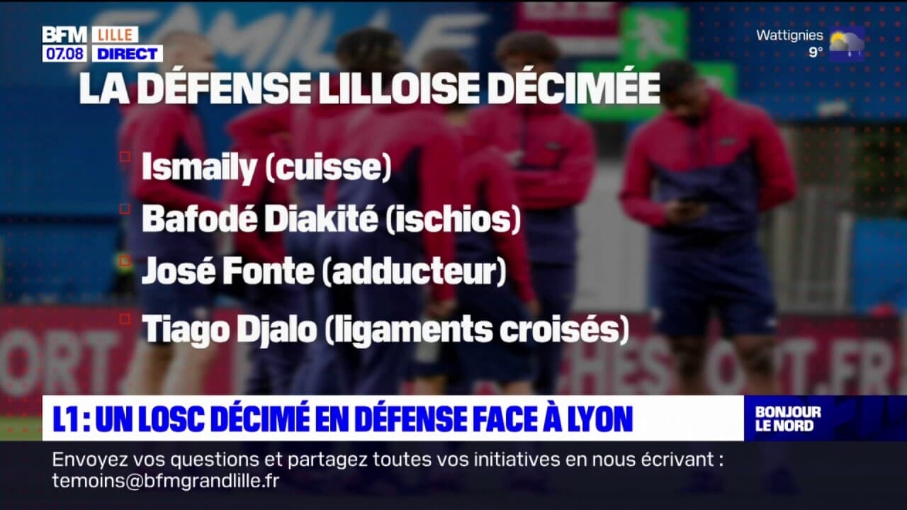 Ligue 1: un LOSC décimé en défense face à Lyon