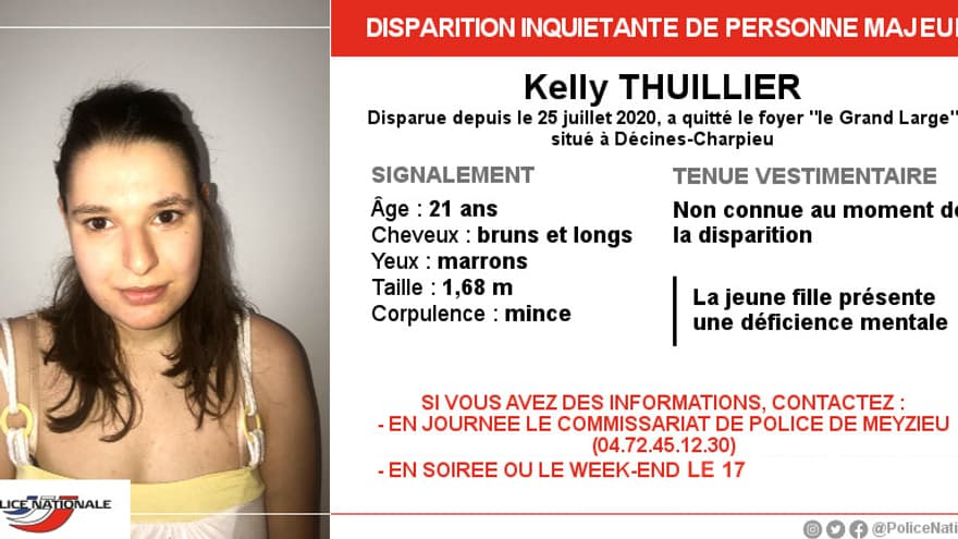 Kelly, 21 ans, a disparu le 25 juillet dernier