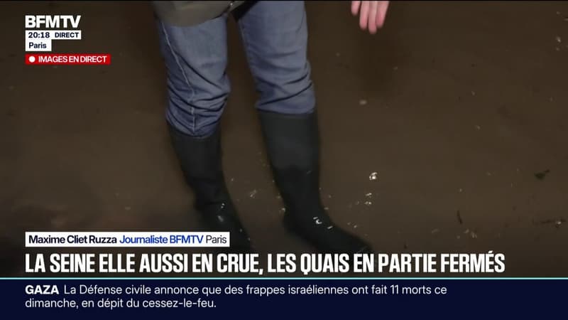 À Paris, la Seine est aussi en crue, ce qui entraîne la fermeture d'une partie des quais