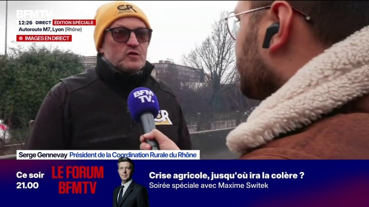 "On est là en soutien avec nos collègues de Paris": les agriculteurs bloquent la M7 au sud de la région lyonnaise