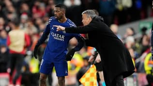 Ousmane Dembélé et Luis Enrique avec le PSG en mars 2025