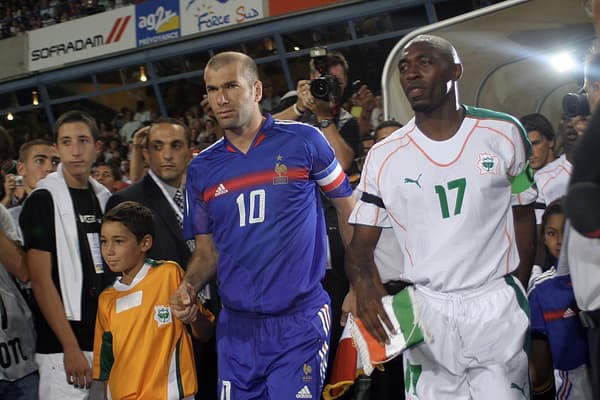 Zinédine Zidane de retour en équipe de France lors d'un match contre la Côte d'Ivoire, à Montpellier le 17 août 2005