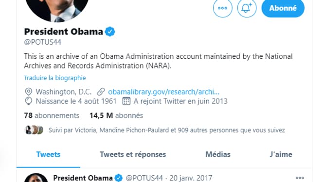 Le compte Twitter d'archives du président Obama Le compte Twitter d'archives du président Obama
