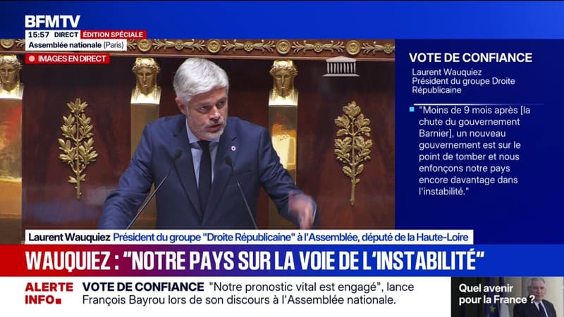 Vote de confiance: Laurent Wauquiez (LR) dénonce 
