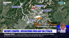 RD 1091 coupée: des déviations par Gap ou l'Italie