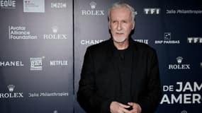 Le réalisateur James Cameron le 3 avril 2024 lors du vernissage de l'exposition qui lui est consacrée à la Cinémathèque française à Paris