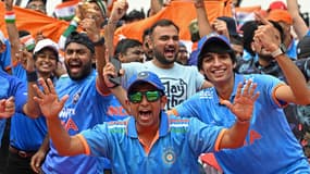 Des supporters indiens lors d'un match de cricket, le 14 octobre 2023.
