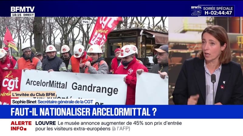 "C'est indispensable de nationaliser ArcelorMittal", estime Sophie Binet, secrétaire générale de la CGT