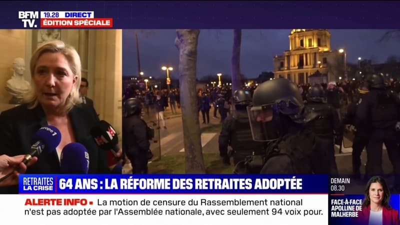 Marine Le Pen sur la motion de censure: 