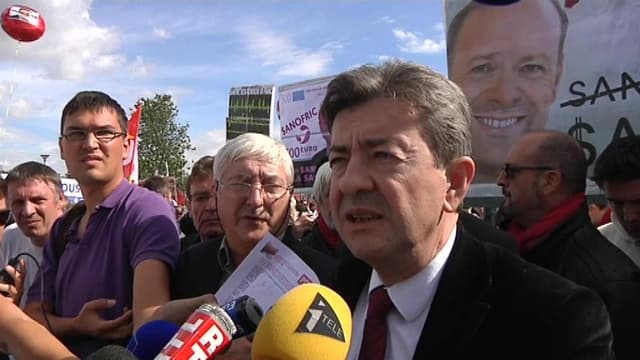 Jean-Luc Mélenchon à Toulouse, sur le site de Sanofi