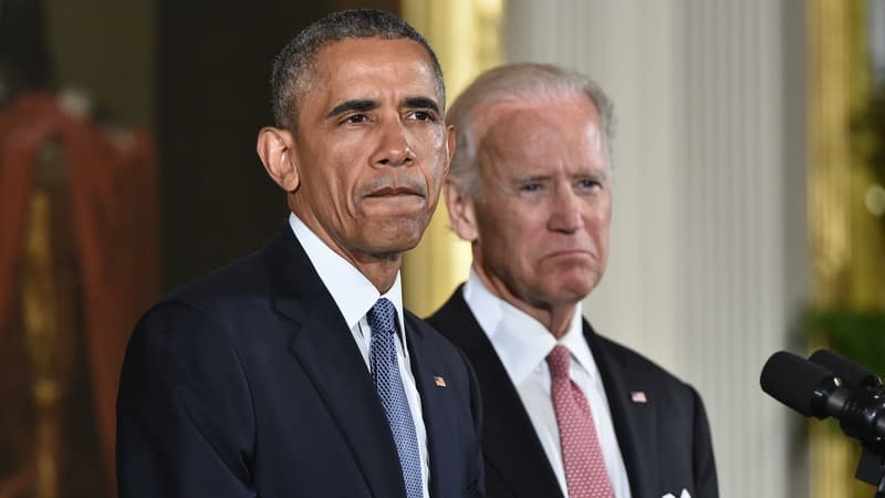 Barack Obama en compagnie de son vice-président Joe Biden