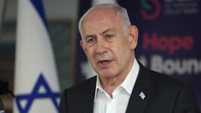Le Premier ministre israélien Benjamin Netanyahu s'exprime lors d'une conférence de presse, à Ramat Gan en Israël, le 8 juin 2024.