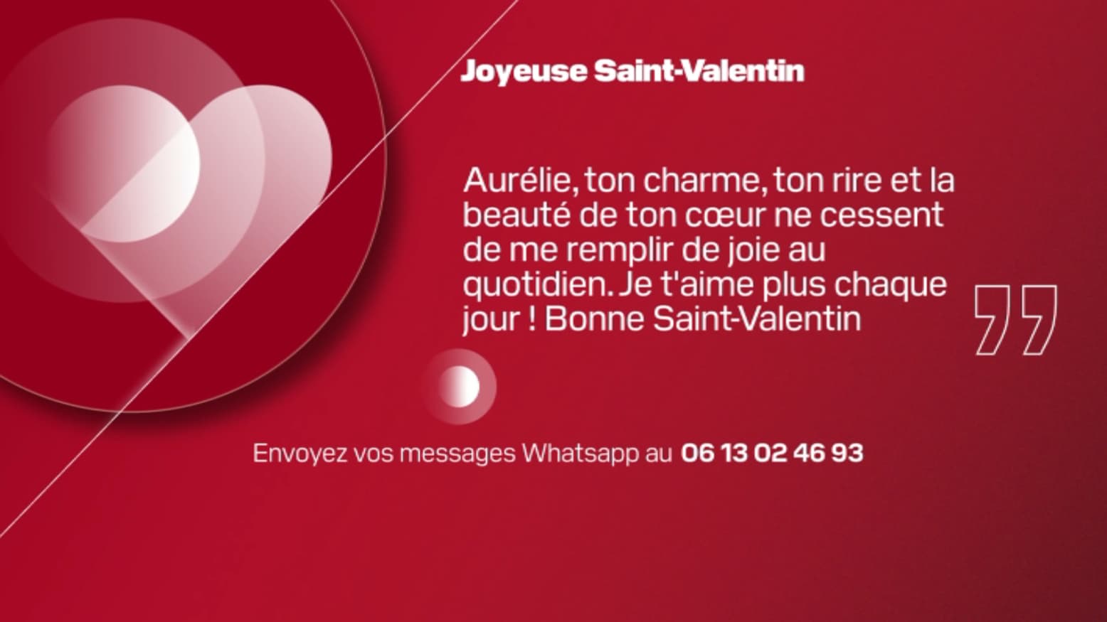 Message de Saint-Valentin, BFM Paris Ile-de-France.