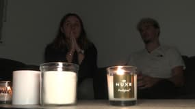 Camille et Hugo dans leur logement sans électricité de Rosporden, novembre 2023 