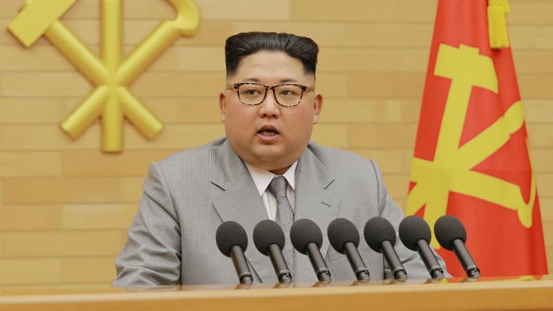 Kim Jong-Un lors de sa déclaration du Nouvel An, le 1er janvier 2018 en Corée du Nord