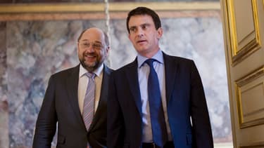 Martin Schulz et Manuel Valls le 4 avril 2014 à Matignon.