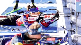 Paula Botet a échoué à la deuxième place sur la ligne d'arrivée du relais mixte simple, après sa victoire sur le sprint, le 12 janvier 2025, à Oberhof (Allemagne)
