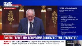 Vote de confiance: "Sans un soutien minimal des Français représentés ici, alors l'action du gouvernement n'aurait pas de sens", affirme François Bayrou