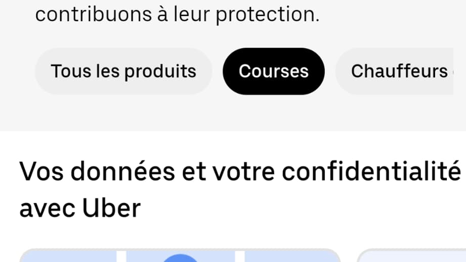 Capture d'écran application Uber Capture d'écran application Uber