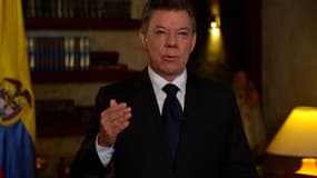 Le président colombien Juan Manuel Santos, ici lors de son allocution du 17 avril, a décrété trois jours de deuil national après la mort de Gabriel Garcia Marquez.