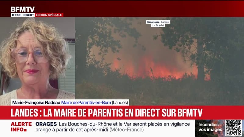 Incendie dans les Landes: la maire de Parentis-en-Born évoque "6.000 habitants évacués" dans sa commune