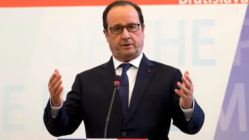 François Hollande en conférence de presse à Bratislava, en Slovaquie, le 19 juin 2015.