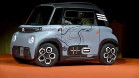 Ami, la nouvelle voiture 100% électrique du constructeur automobile Citröen, La Défense, février 2020.