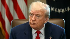 Le président américain Donald Trump lors d'une réunion de son gouvernement à la Maison Blanche, le 30 avril 2025 à Washington