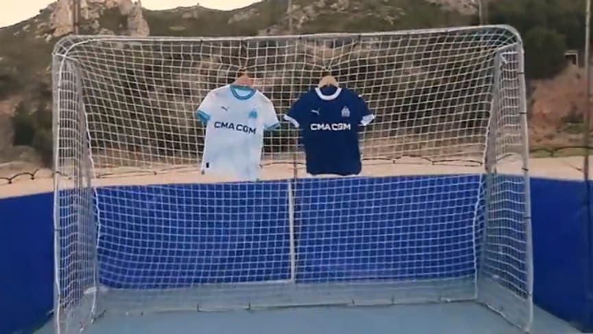 Les nouveaux maillots de l'OM pour la saison 2023-2024.